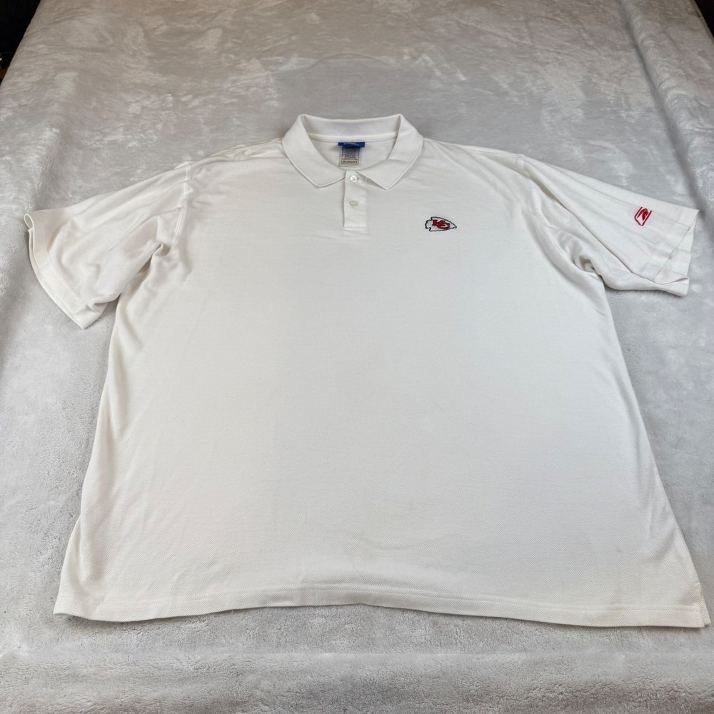 Reebok NFL Kansas City Chiefs‎ White Polo Shirt 2XL Embroidered Logo Men's